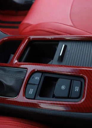 For Hyundai Sonata 9 15-17 Red Carbon Fiber Console Gear Shift Frame Cover Trim