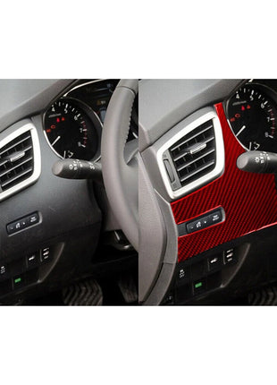 Red Carbon Fiber Headlight Adjusts Panel Trim Cover For Nissan Rogue 2014-2016