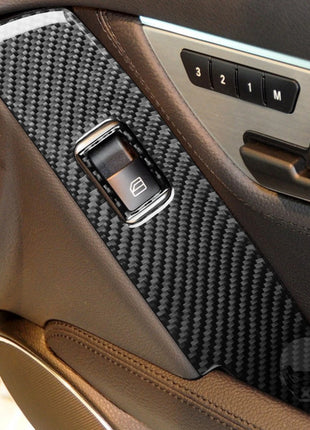 8Pcs Carbon Fiber Door Lift Switch Panel Cover Trim For Benz C-Class W204 12-14