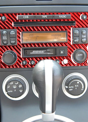 Red Cd Player Radio Frame Panel Trim Carbon Fiber For Nissan 350z 2003-2009