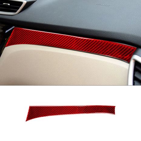 Red Carbon Fiber Passenger Dashboard Cover Trim For Nissan Rogue 2014-2016