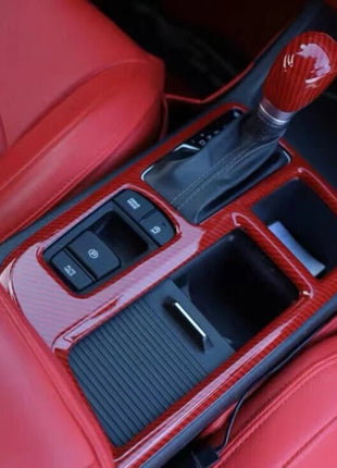For Hyundai Sonata 9 15-17 Red Carbon Fiber Console Gear Shift Frame Cover Trim