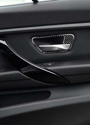 Carbon Fiber Door Handle Bowl Window Lift Trim For Bmw 3 4 Series F30 Gt 2013-19