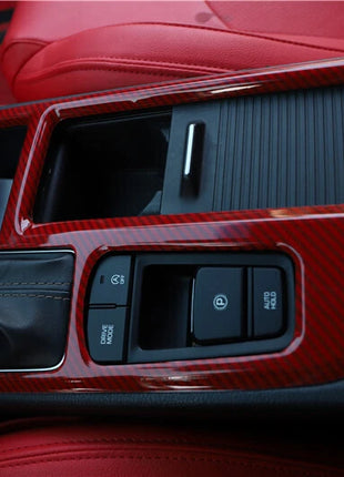For Hyundai Sonata 9 18-19 Red Carbon Fiber Console Gear Shift Frame Cover Trim