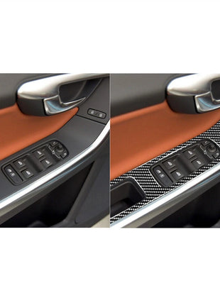 4Pcs Carbon Fiber Window Switch Lift Panel Cover Trim For Volvo V60 2010-2017