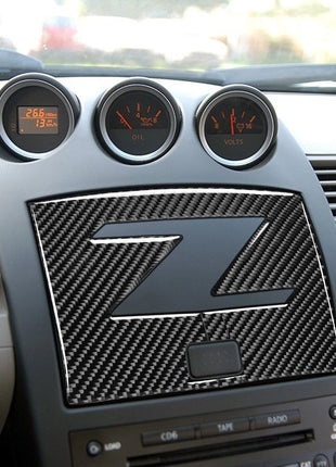 Fit For Nissan 350Z 2003-2009 Carbon Fiber Interior Navigation Panel Trim Cover