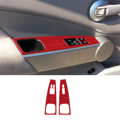 2Pcs Red Front Window Switch Button Trim Cover For Nissan Quest 2004-2006 Type A