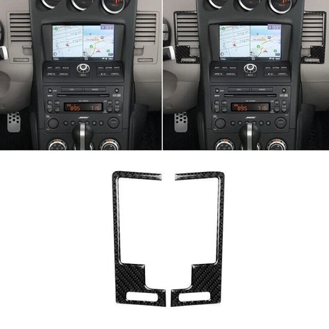 2 X Black Carbon Fiber Ac Outlet Vent Decor Cover Trim For Nissan 350z 2003-2009