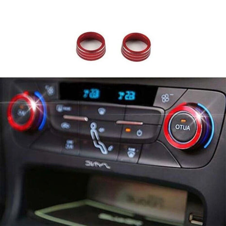 AC Knob Cover Trim For Ford Focus 2015-2018 Central Console Red Aluminum 2PCS