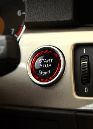 Red Carbon Fiber Engine Start Stop Switch Button Trim For Bmw 3 Series E90 05-12