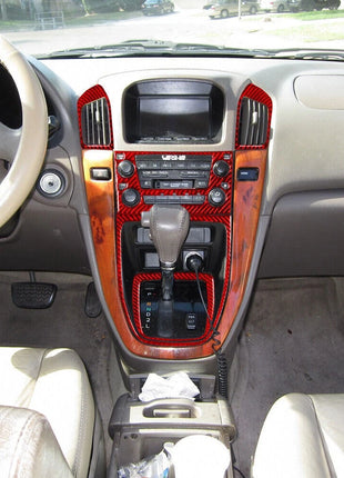 5Pcs Red Carbon Fiber Interior Central Console Cover Trim For Lexus RX300 Type A
