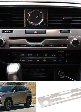 1P Silver Steel Central Volume CD Switch Panel Cover For Lexus RX350 450h 16-22