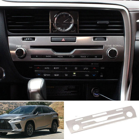 1P Silver Steel Central Volume CD Switch Panel Cover For Lexus RX350 450h 16-22