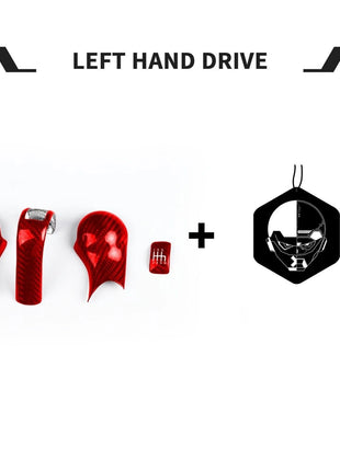 4Pcs Red Carbon Fiber Manual Gear Shift Knob Cover Set For Nissan 350Z Z33 03-09