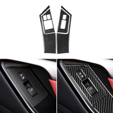 4pcs Carbon Fiber Window Lift Control Panel Trim For Nissan Gt-r R35 2008-2016