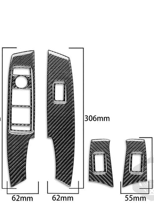 8Pcs Carbon Fiber Door Lift Switch Panel Cover Trim For Benz C-Class W204 12-14
