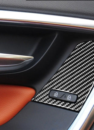 4Pcs Carbon Fiber Window Switch Button Cover Trim For Volvo V60 2010-2017 Type C