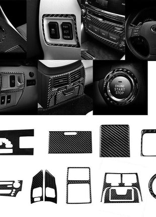 12Pcs For 2006-2012 LEXUS IS250 IS350 Carbon Fiber Interior Full Set Cover Trim