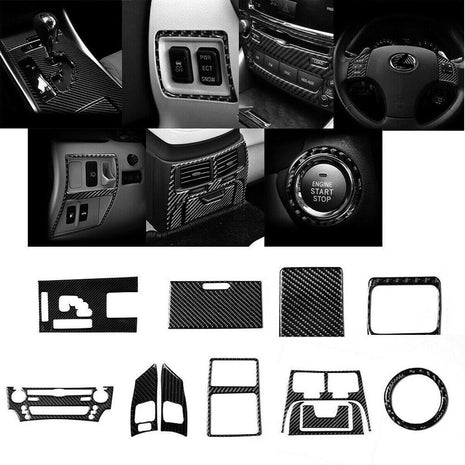 12Pcs For 2006-2012 LEXUS IS250 IS350 Carbon Fiber Interior Full Set Cover Trim