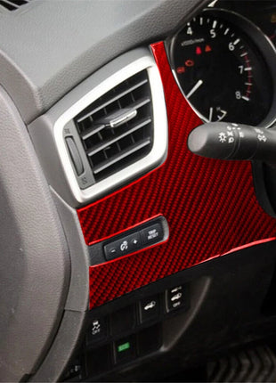 Red Carbon Fiber Headlight Adjusts Panel Trim Cover For Nissan Rogue 2014-2016