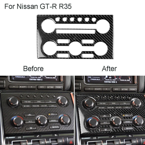 Carbon Fiber Console Control Panel Cover Trim For Nissan Gt-r R35 2008-2016