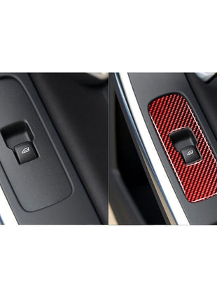 Red Carbon Fiber Window Switch Button Panel Cover Trim For Volvo V60 2010-2017