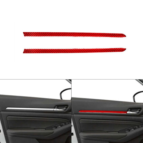 Red Carbon Fiber Front Door Panel Strips Cover Trim For Nissan Altima 2019-2022