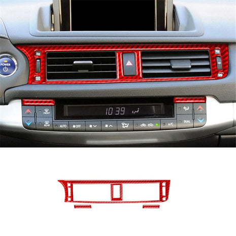 4x Red Carbon Fiber Center Air Vent Outlet Cover Trim For Lexus CT200h 2011-2017