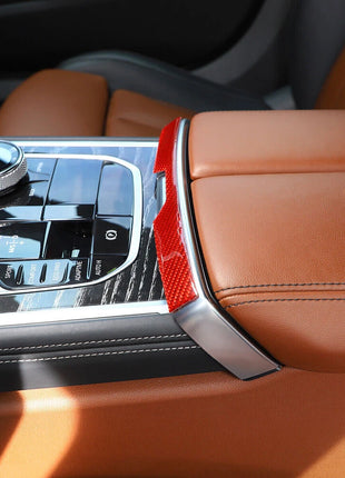 Red Carbon Fiber Armrest Box Switch Panel Cover For Bmw 8 Series G14 G15 2019-22