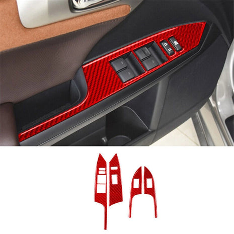 4X Red Carbon Fiber Window Switch Lift Panel Cover Trim For Lexus CT200h 2011-17