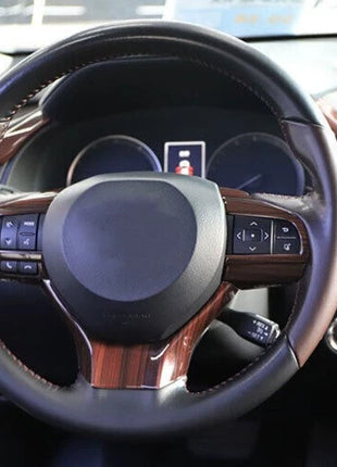 For Lexus Rx350 450h 16-20 Wood Grain Steering Wheel Button Frame Cover Trim