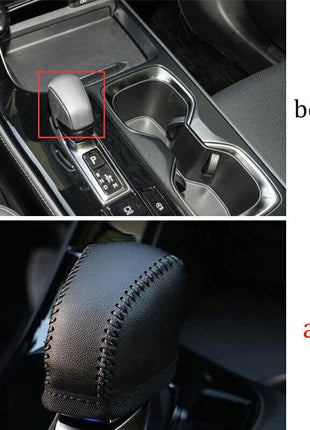 Black Leather Central Console Gear Shift Knob Cap Trim For Lexus NX250 350 22-23