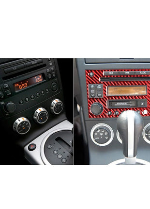 Red Cd Player Radio Frame Panel Trim Carbon Fiber For Nissan 350z 2003-2009