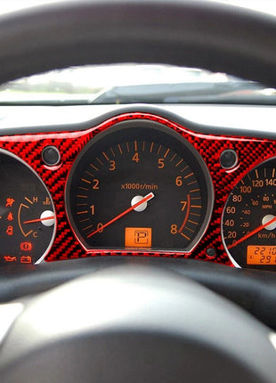 Red Carbon Fiber Inner Instrument Cluster Cover Trim For Nissan 350Z 2006-2009