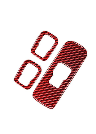 Red Carbon Fiber Window Switch Button Panel Cover Trim For Volvo V60 2010-2017