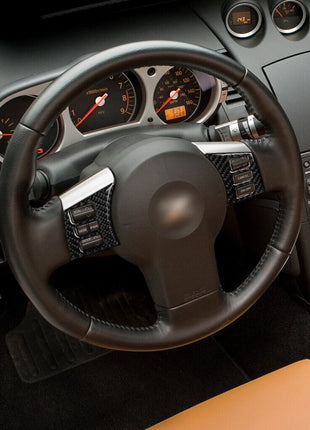 4Pcs Carbon Fiber Interior Steering Wheel Trim Cover For Nissan 350Z 2006-2009
