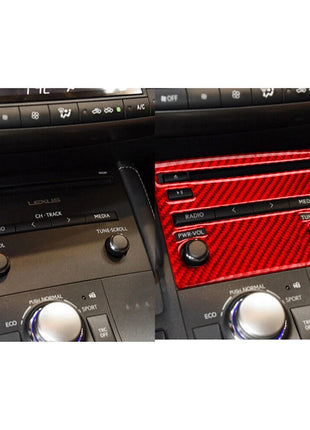 Red Carbon Fiber Center Console CD Panel Cover Trim For Lexus CT200h 2011-2017