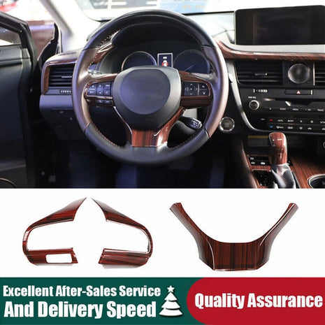 For Lexus Rx350 450h 16-20 Wood Grain Steering Wheel Button Frame Cover Trim