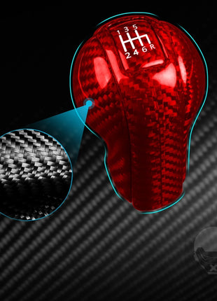 4Pcs Red Carbon Fiber Manual Gear Shift Knob Cover Set For Nissan 350Z Z33 03-09