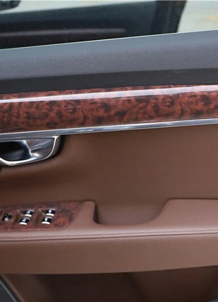 Car Inner Door Strip Panel Cover Trim 4pcs Fit For Volvo S90 16-2021 Peach Wood