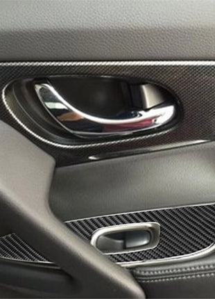 4X Carbon Fiber Door Window Control Panel Cover Trim For Nissan Rogue 2014-2016
