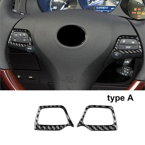 2X Carbon Fiber Steering Wheel Button Cover Trim For Lexus GS350/450h 2006-2011