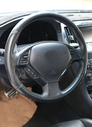 For Infiniti G37 2010-2013 Carbon Fiber Car Steering Wheel Button Cover Trim