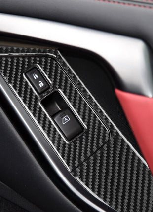 4pcs Carbon Fiber Window Lift Control Panel Trim For Nissan Gt-r R35 2008-2016