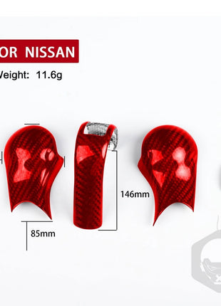 4Pcs Red Carbon Fiber Manual Gear Shift Knob Cover Set For Nissan 350Z Z33 03-09