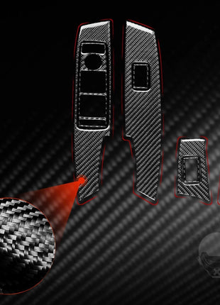 8Pcs Carbon Fiber Door Lift Switch Panel Cover Trim For Benz C-Class W204 12-14