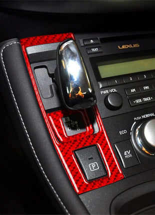 Red Carbon Fiber Gear Shift Panel Cover Trim Sticker For Lexus CT200h 2011-2017