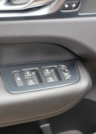 Car Door Window Lift Switch Cover Trim 4pcs Fit For Volvo Xc60 2018 Carbon Fiber