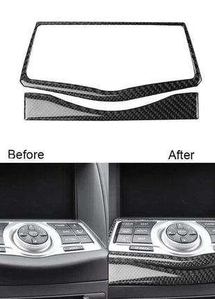 1 Set For Nissan 370z 2009-2020 Carbon Fiber Navigation Decoration Cover Trim