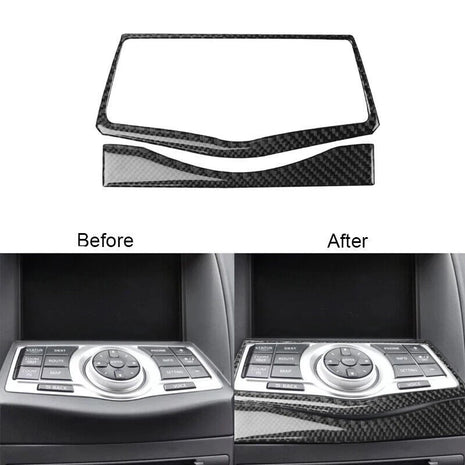 1 Set For Nissan 370z 2009-2020 Carbon Fiber Navigation Decoration Cover Trim
